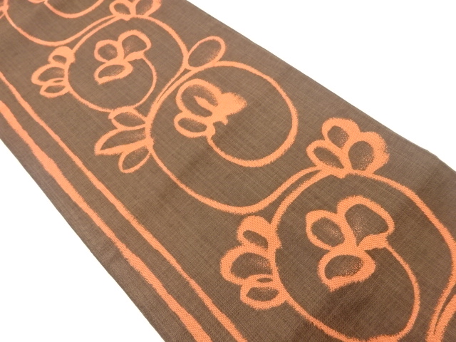 JAPANESE FUKURO OBI / WOVEN ABSTRACT FLOWER ARABESQUE